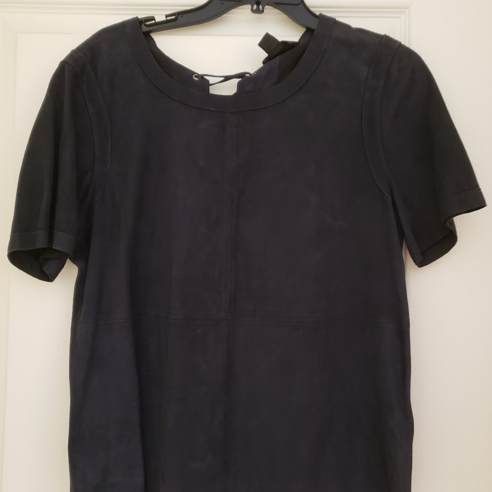 Jcrew suede top navy Crisscross Down The Back